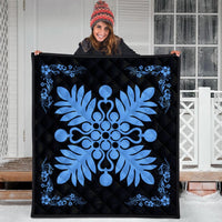 Hawaiian Quilt Maui Plant And Hibiscus Premium Quilt - Pastel Black - AH - Polynesian Pride