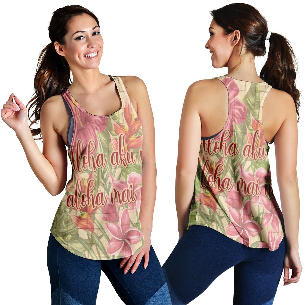 Hawaii Tropical Hibiscus Plumeria Racerback Tank - AH Black - Polynesian Pride