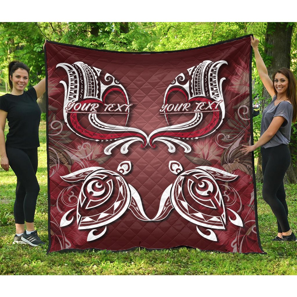 (Personalized) Hawaii Love Valentines Day Turtle Polynesian Premium Quilt - Bray Style - AH Red - Polynesian Pride