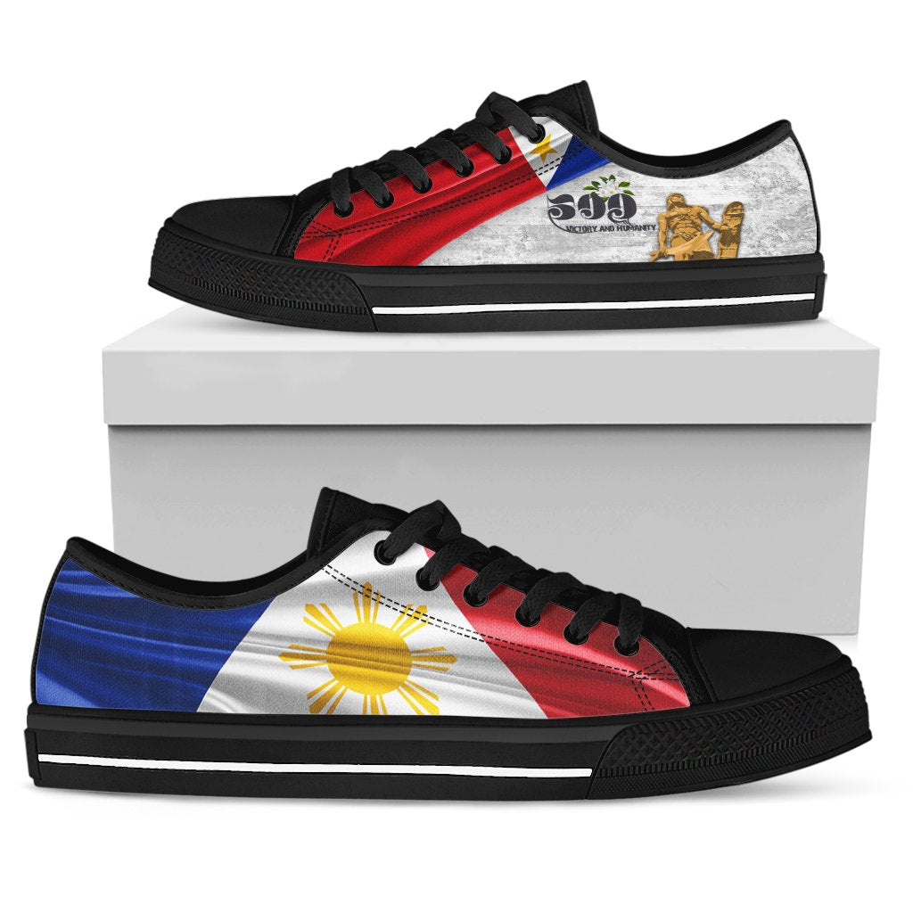 Philippines Low Top Shoes - 500th Victory And Humanity Style Flag - Polynesian Pride