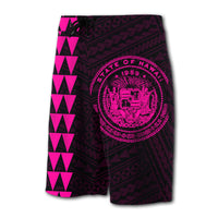 Hawaii Kakau Polynesian Coat Of Arms Board Shorts - Pink - Polynesian Pride