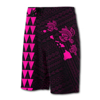 Hawaii Kakau Polynesian Three Turtles Map Board Shorts - Pink - Polynesian Pride