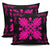 Hawaiian Quilt Maui Plant And Hibiscus Pattern Pillow Covers - Pink Black - AH - Polynesian Pride