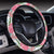 Pink Monstera And Green Tropical Leaves White Hawaii Universal Steering Wheel Cover with Elastic Edge - Polynesian Pride