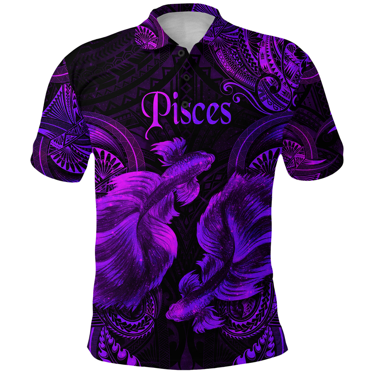 Custom Pisces Zodiac Polynesian Polo Shirt Unique Style Purple LT8 Unisex Purple - Polynesian Pride