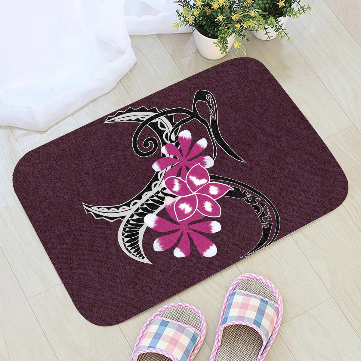 Plumeria Polynesia Pink Door Mat AH - Polynesian Pride