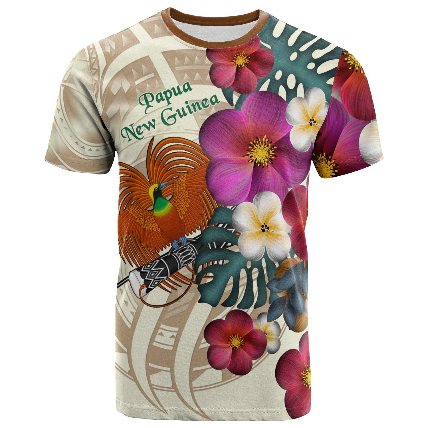 Papua New Guinea T Shirt The Tropical Plumeria Flower Style Unisex Nude - Polynesian Pride