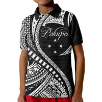 Pohnpei Polo Shirt Federated States of Micronesia Black Wave Style LT9 Kid Black - Polynesian Pride