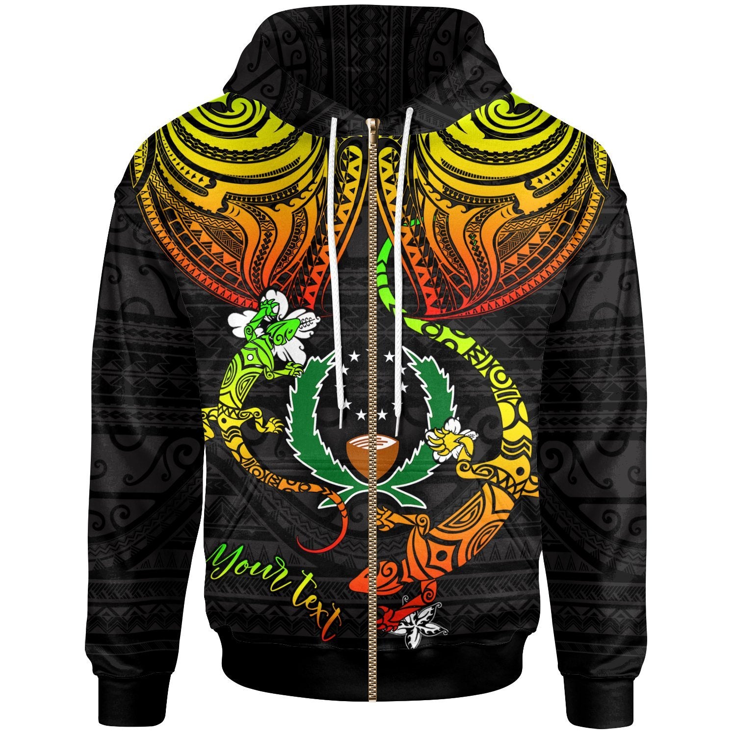 Pohnpei Custom Zip up Hoodie Lizard Good Chest Unisex Reggae - Polynesian Pride