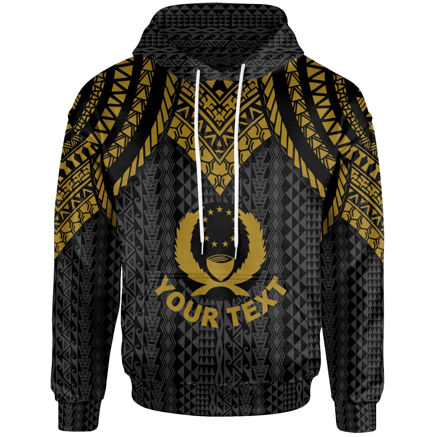 Pohnpei Custom Hoodie Polynesian Armor Style Gold Unisex Gold - Polynesian Pride