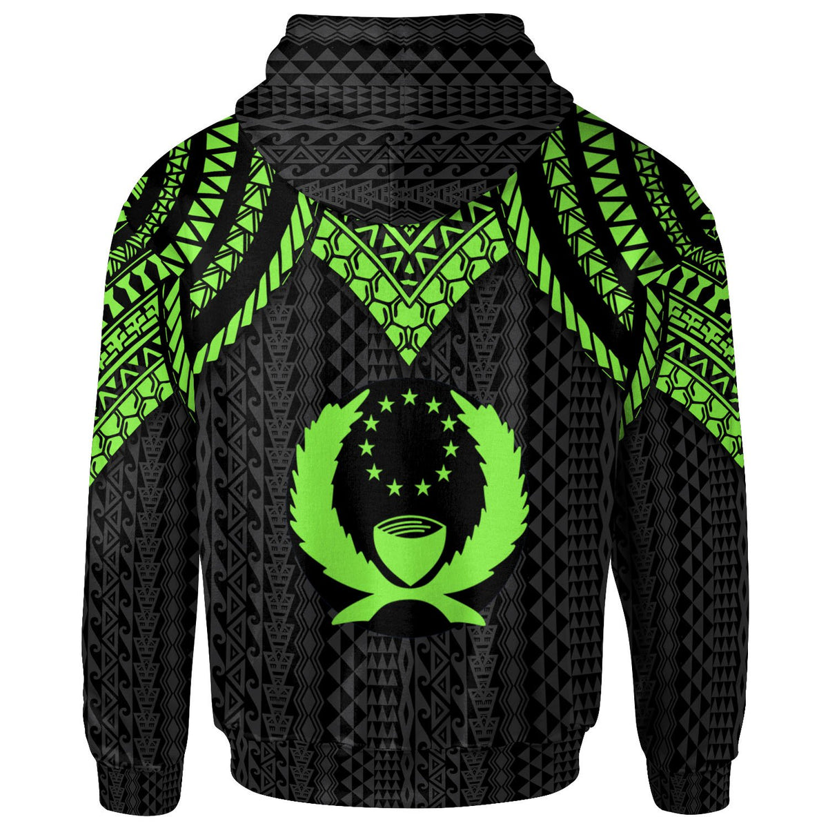 Pohnpei Custom Zip up Hoodie Polynesian Armor Style Green - Polynesian Pride
