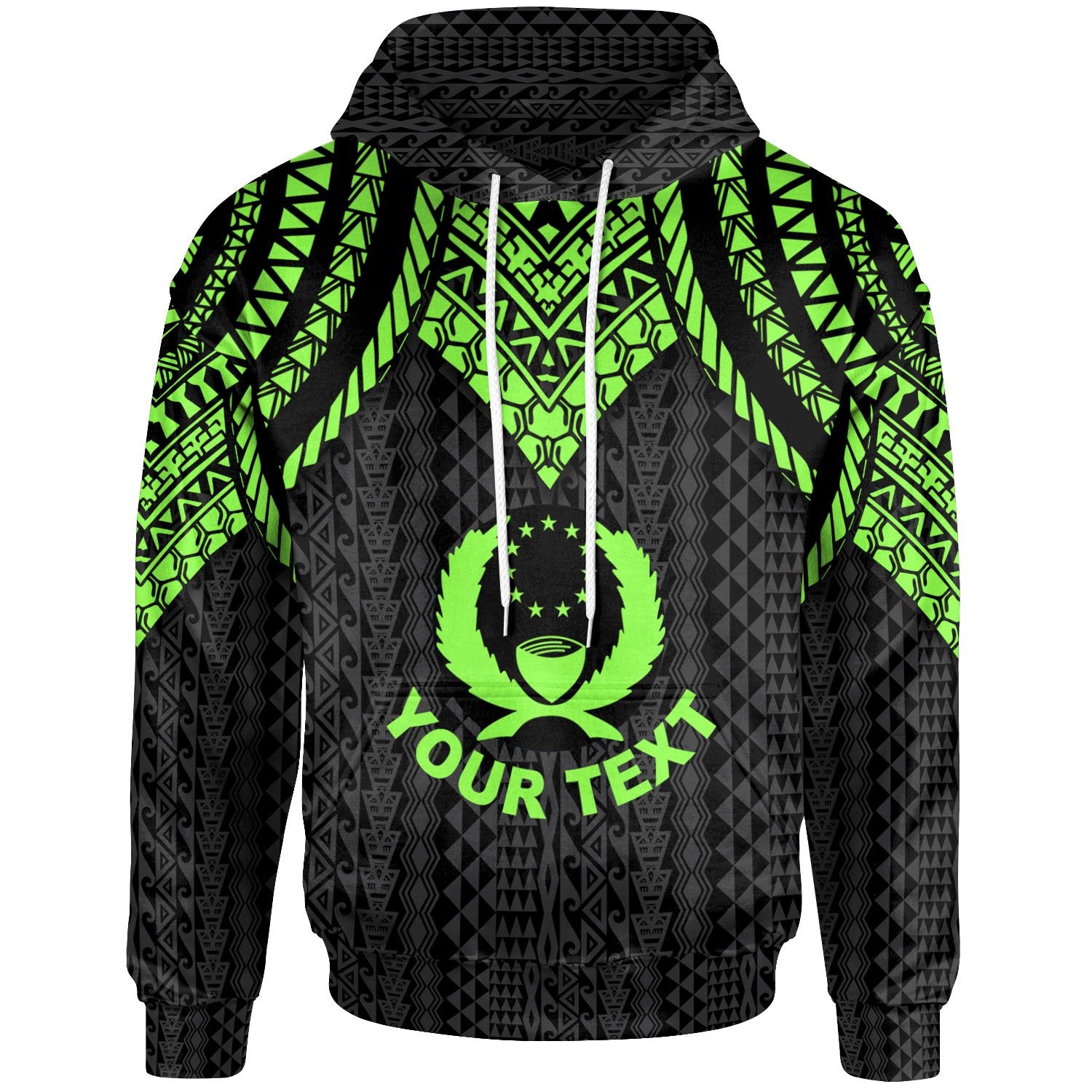 Pohnpei Custom Hoodie Polynesian Armor Style Green Unisex Green - Polynesian Pride