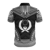 Pohnpei Custom Polo Shirt Pohnpei Flag Polynesian Chief Tattoo Black Version - Polynesian Pride