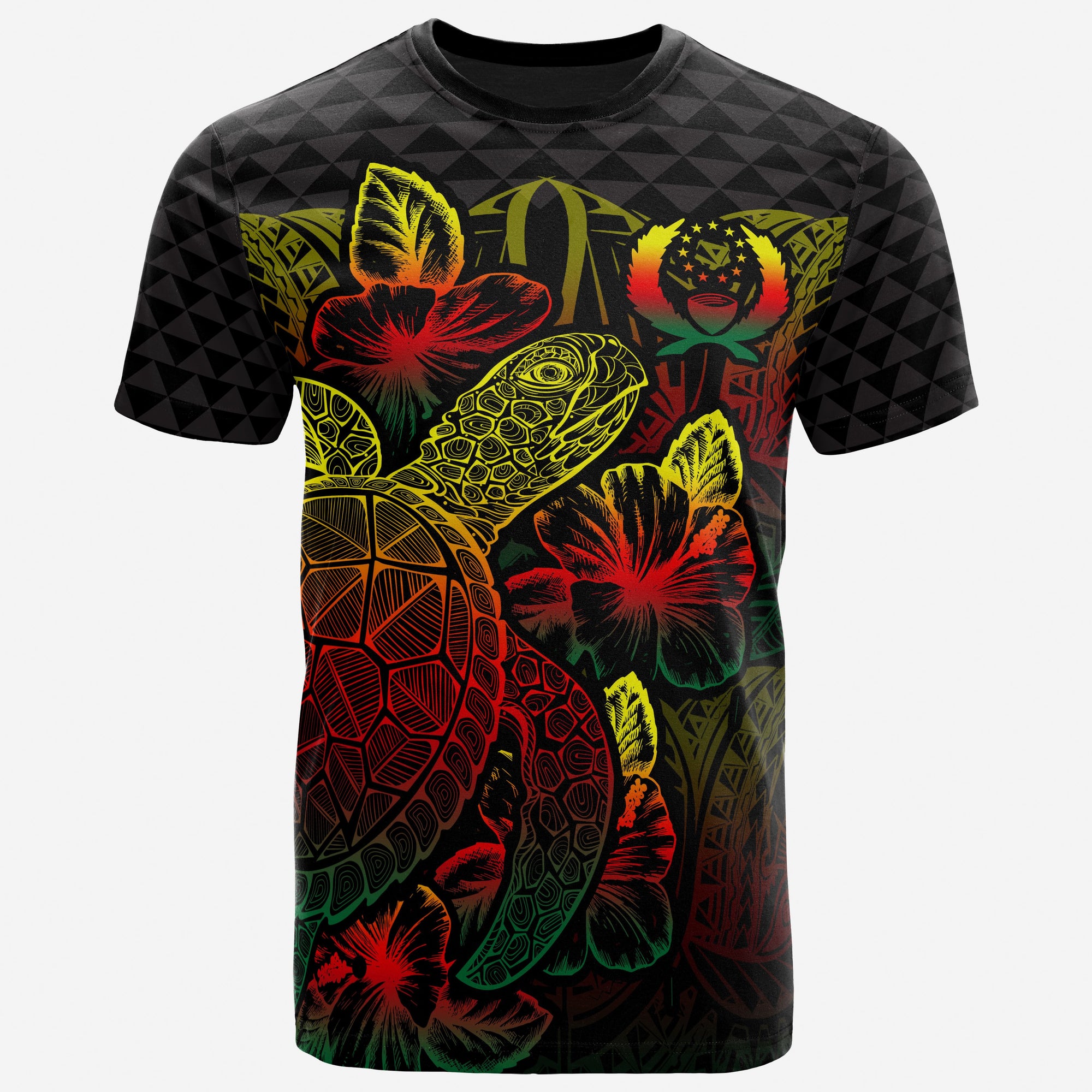 Pohnpei T Shirt Pohnpei FLag Turtle Hibiscus Reggae Unisex Reggae - Polynesian Pride