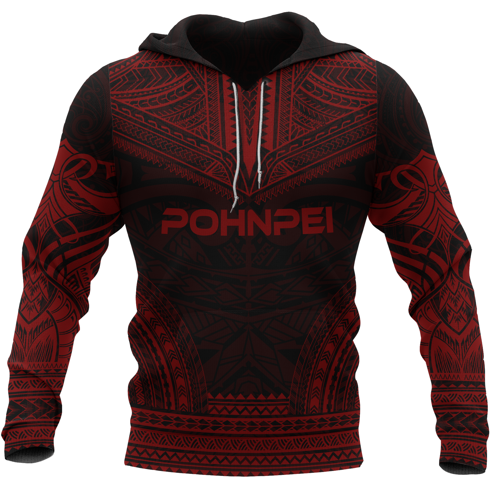 Pohnpei Polynesian Chief Hoodie Red Version Unisex Red - Polynesian Pride
