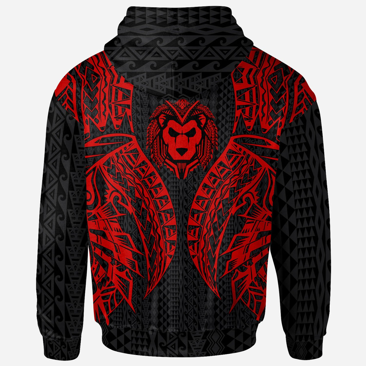 Pohnpei Zip up Hoodie Polynesian Lion Head Red Style - Polynesian Pride