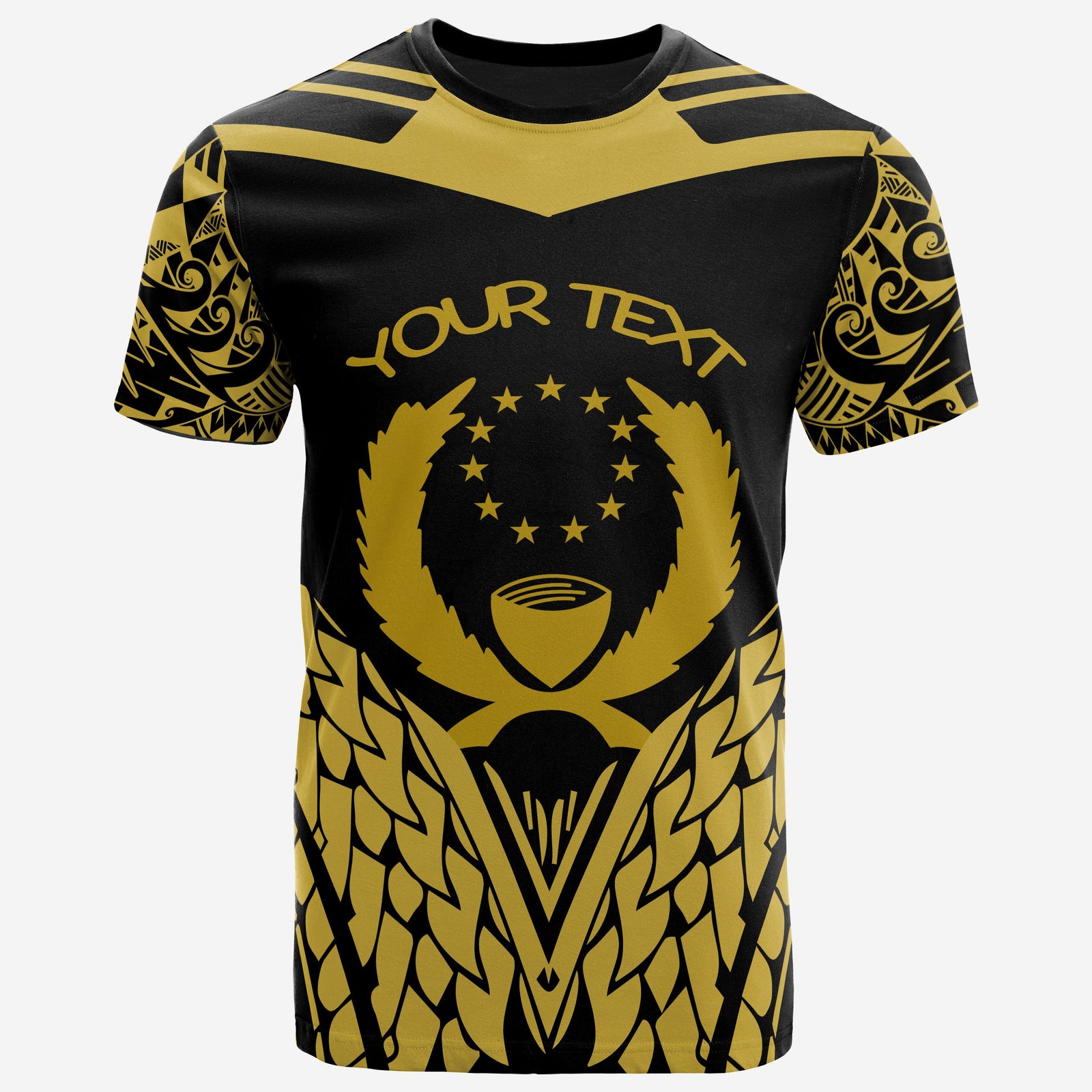 Pohnpei T Shirt Unique Eagle Feather Texture Black Yellow Unisex Black Yellow - Polynesian Pride