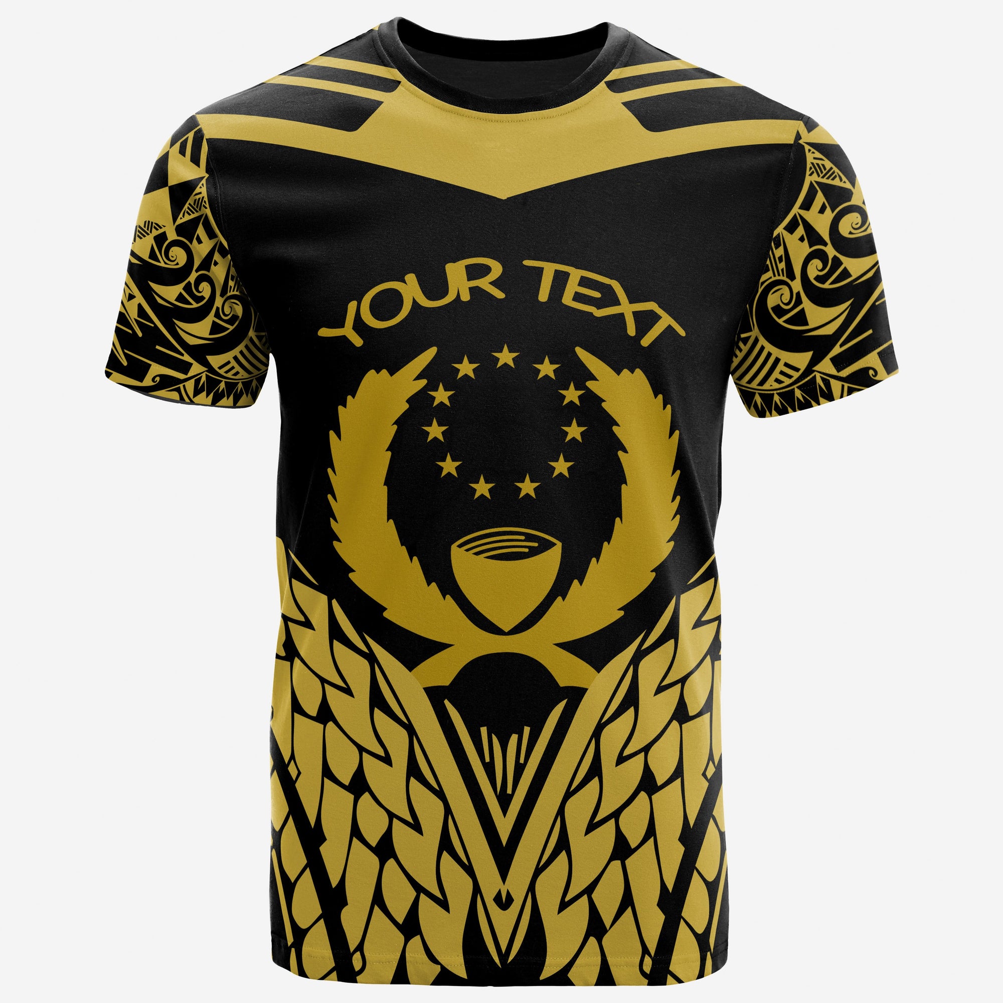 Pohnpei T Shirt Unique Eagle Feather Texture Black Yellow Unisex Black Yellow - Polynesian Pride