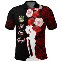 Tonga Polo Shirt ANZAC Day Lest We Forget LT7 Black - Polynesian Pride