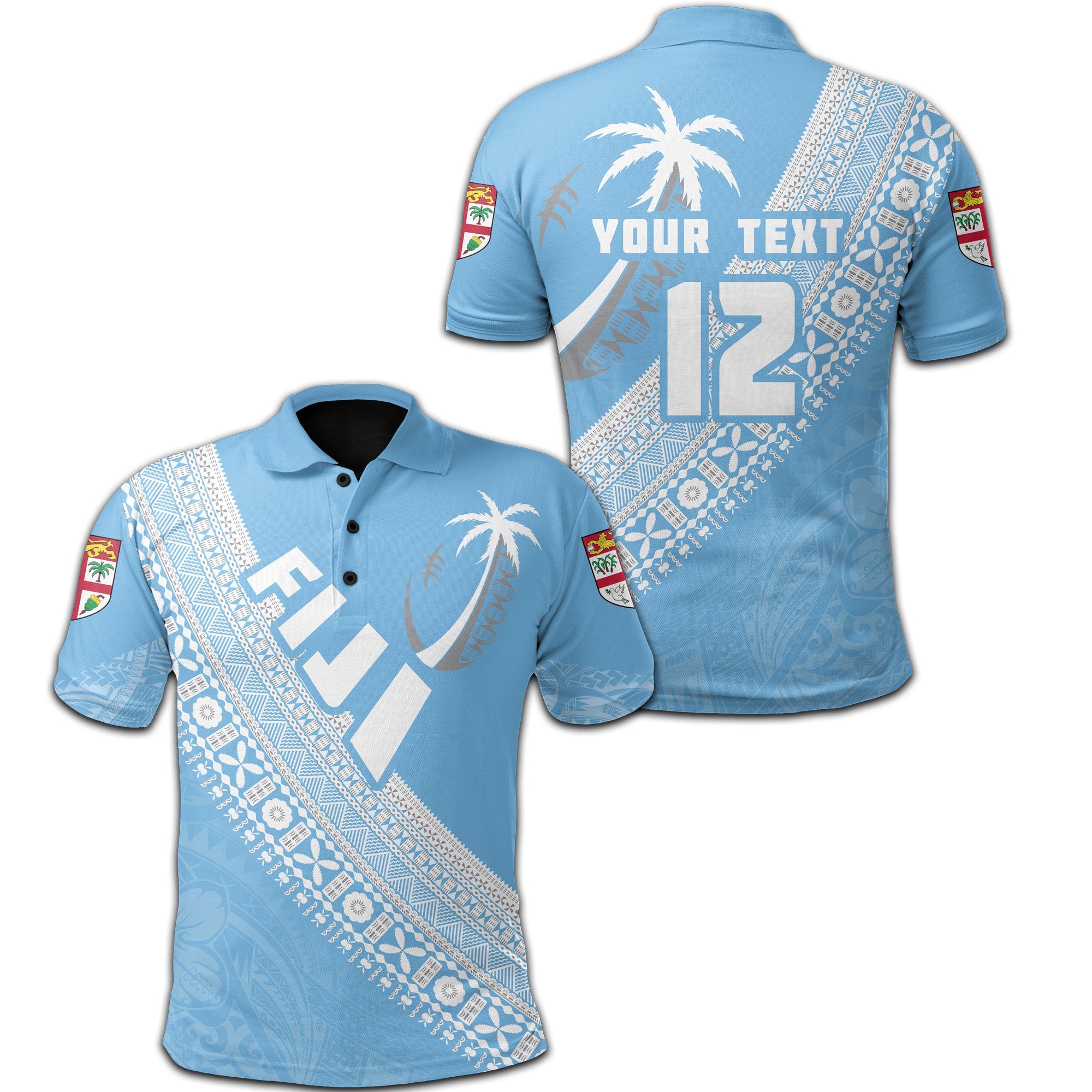 Custom Fiji Tapa Rugby Polo Shirt version Style You Win Blue Unisex Blue - Polynesian Pride