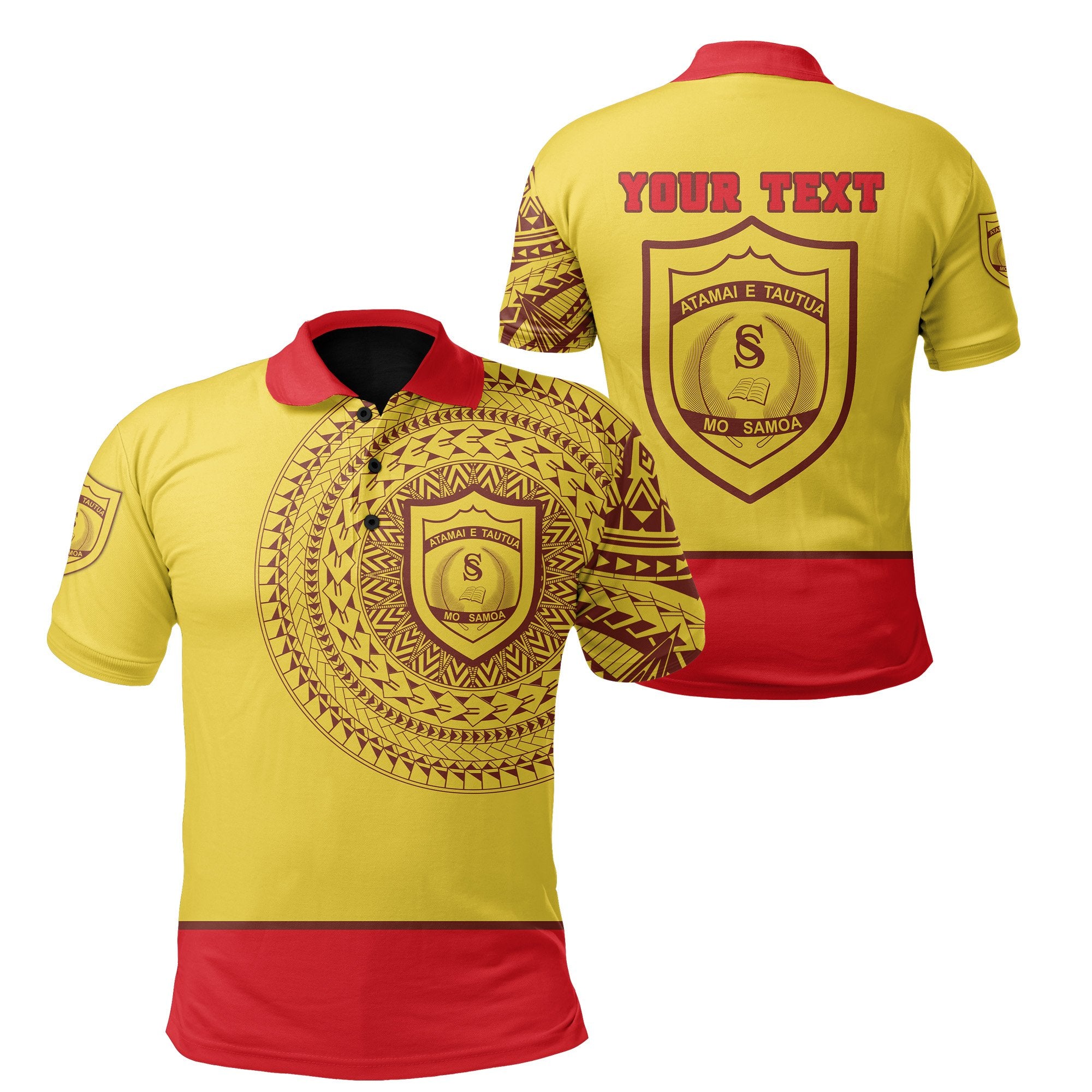 Custom Samoa College Polo Shirt Tattoo Style Unisex Yellow - Polynesian Pride