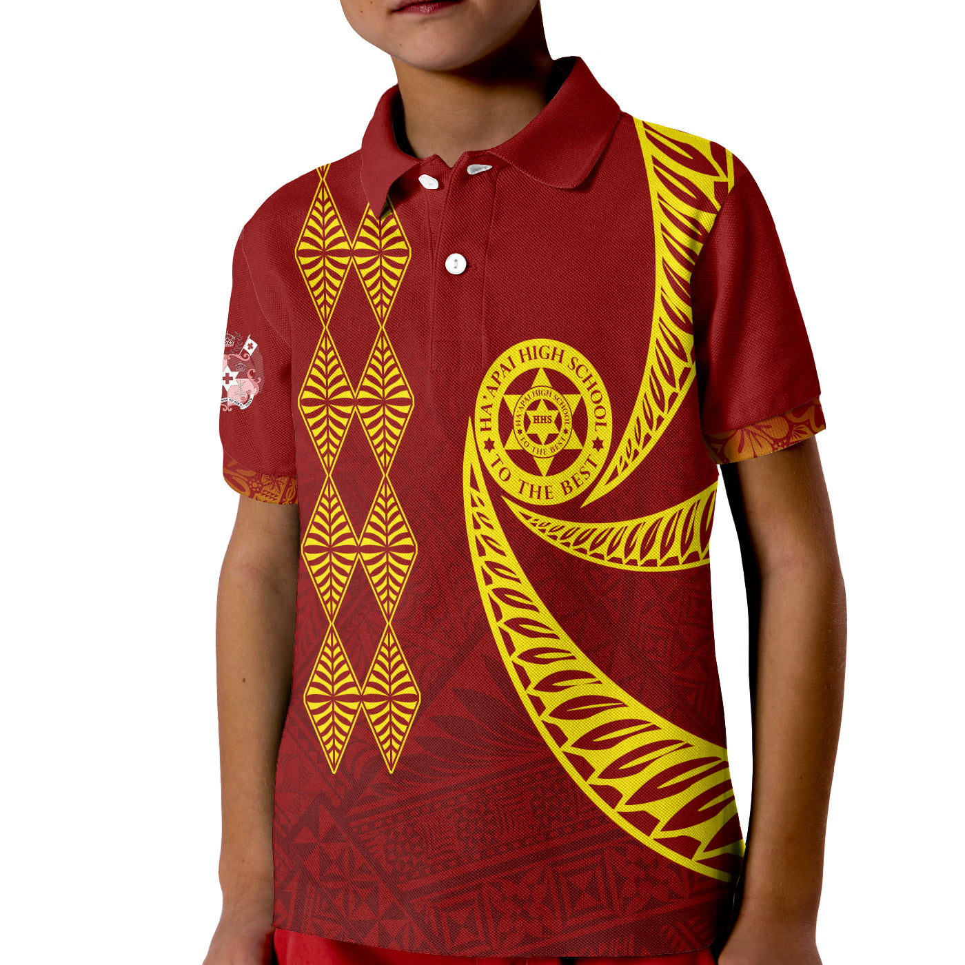 (Custom Personalize) Tonga Ha'apai High School KID Polo Shirt HHS To The Best LT7 Unisex Red - Polynesian Pride