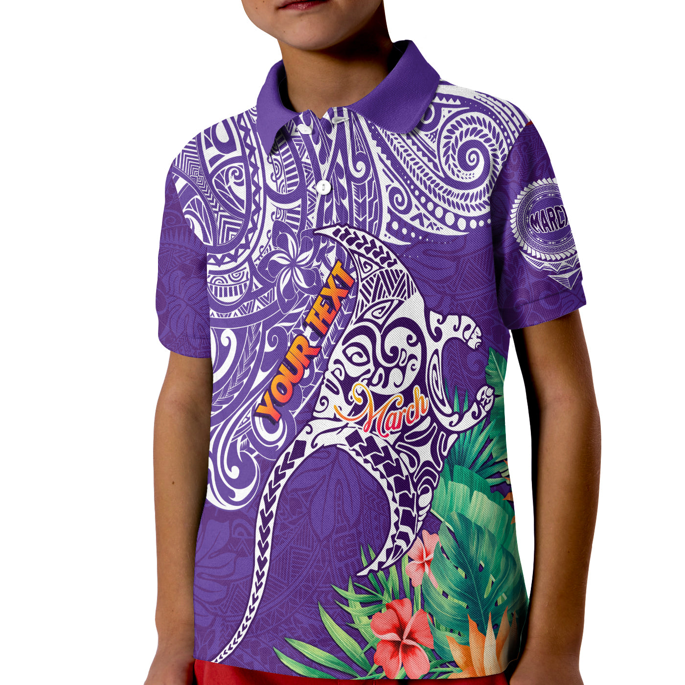 (Custom Personalised) Polynesian Birthday KID Polo Shirt Legends Are Born In March LT7 Unisex Purple - Polynesian Pride