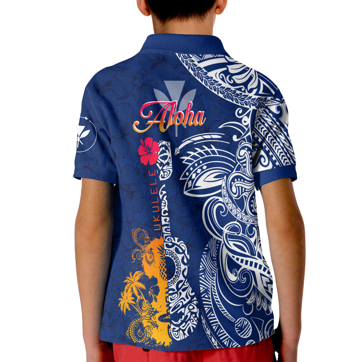 Hawaii Ukulele Unique Style KID Polo Shirt Hibiscus Pattern LT7 - Polynesian Pride