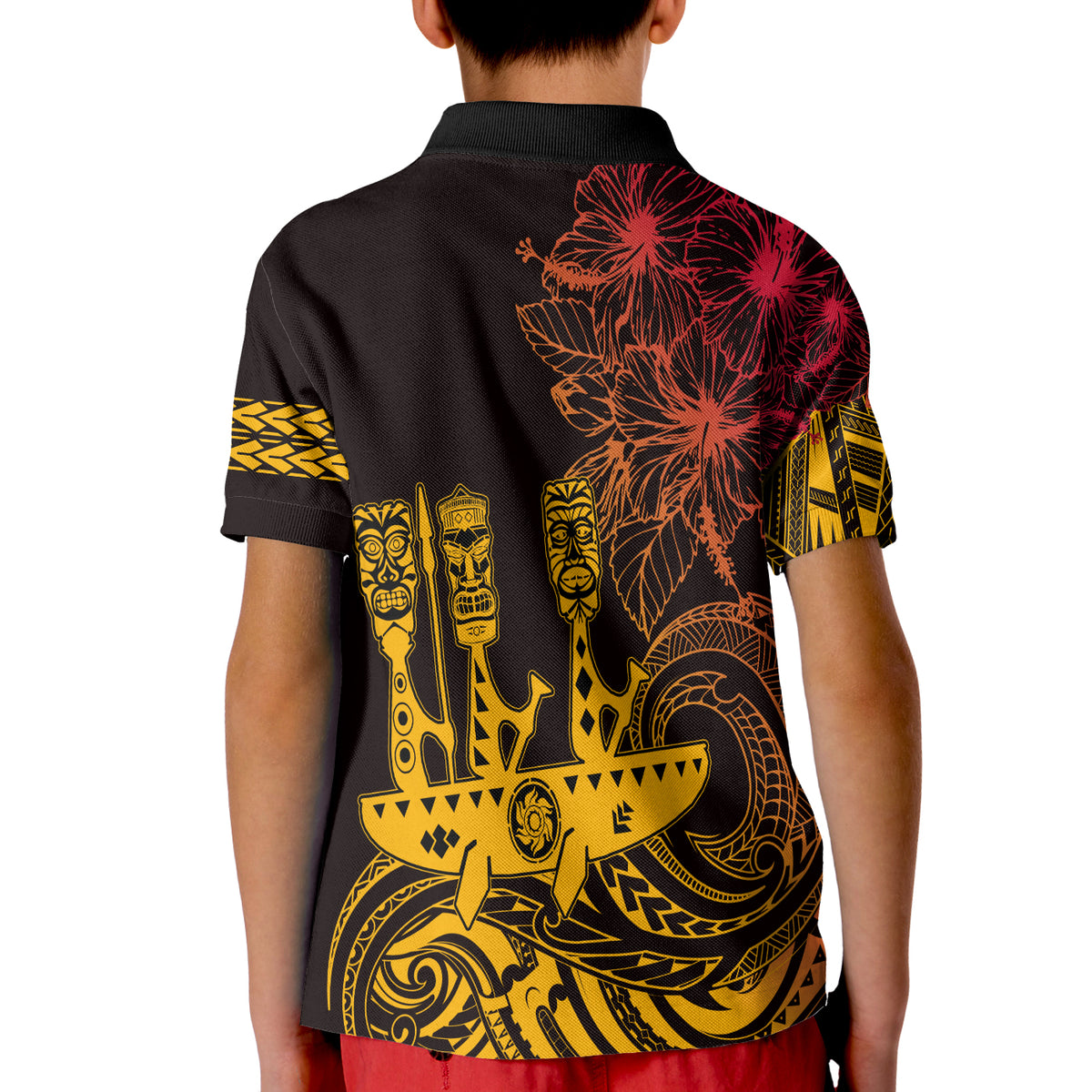 Hawaii Outrigger Canoe Paddling KID Polo Shirt Tribal Tiki LT7 - Polynesian Pride