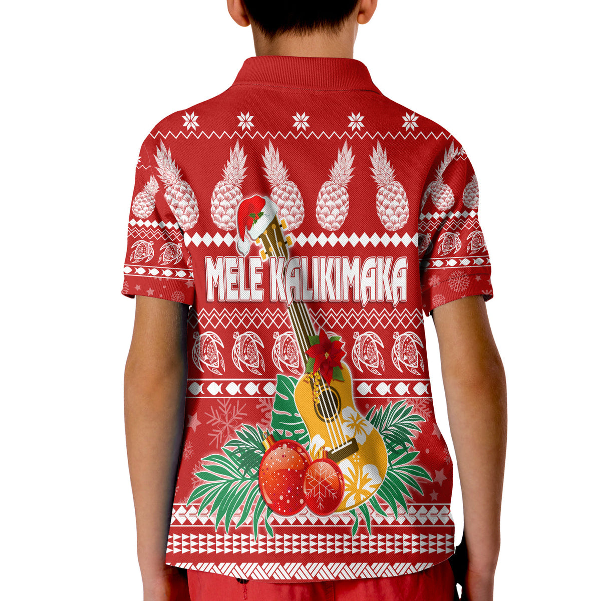 Hawaii Christmas Polo Shirt KID Mele Kalikimaka - Ukulele LT7 - Polynesian Pride