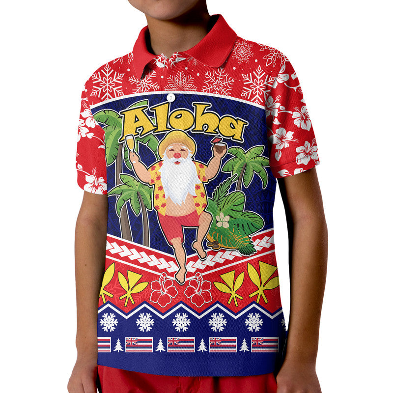 Hawaii Santa Kalikimaka Palm and Hibiscus Christmas Vibe Polo Shirt LT9 - Polynesian Pride