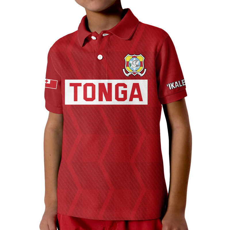 (Custom Text And Number) Tonga Rugby Sevens Kid Polo Shirt Sporty Style LT9 Kid Red - Polynesian Pride