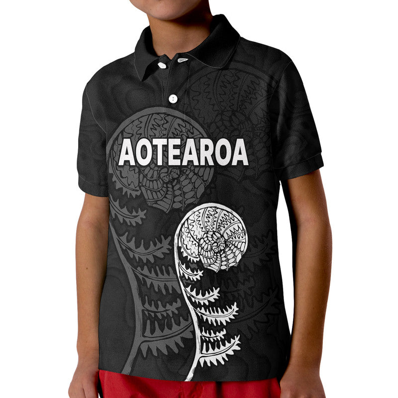 Aotearoa Silver Fern Kid Polo Shirt LT9 Kid Blue - Polynesian Pride