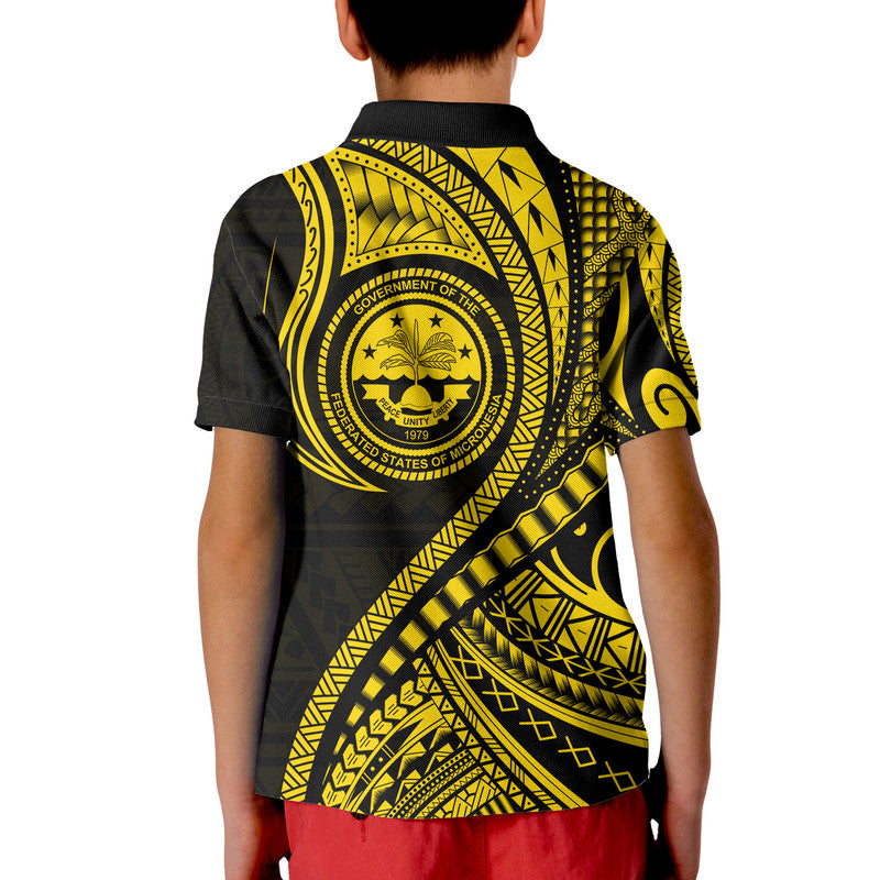 Federated States of Micronesia Independence Day Polo Shirt Gold Polynesian Wave Style LT9 - Polynesian Pride