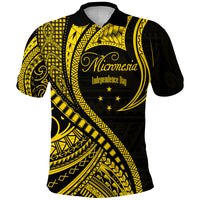 Federated States of Micronesia Independence Day Polo Shirt Gold Polynesian Wave Style LT9 Adult Gold - Polynesian Pride
