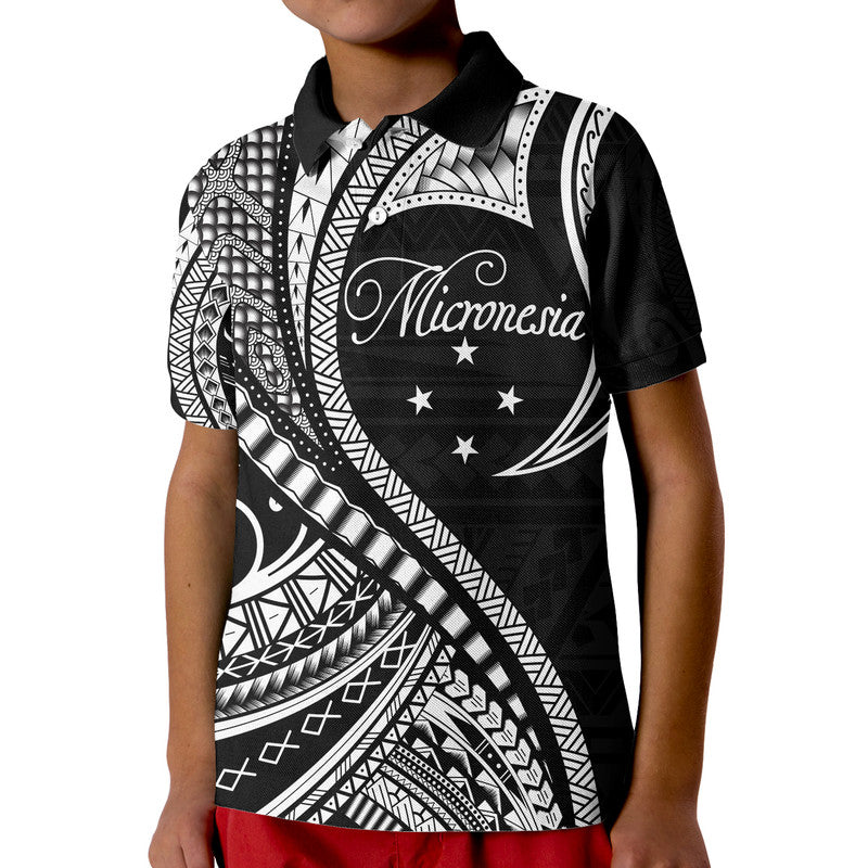 Federated States of MicronesiaPolo Shirt Black Polynesian Wave Style LT9 Kid Black - Polynesian Pride