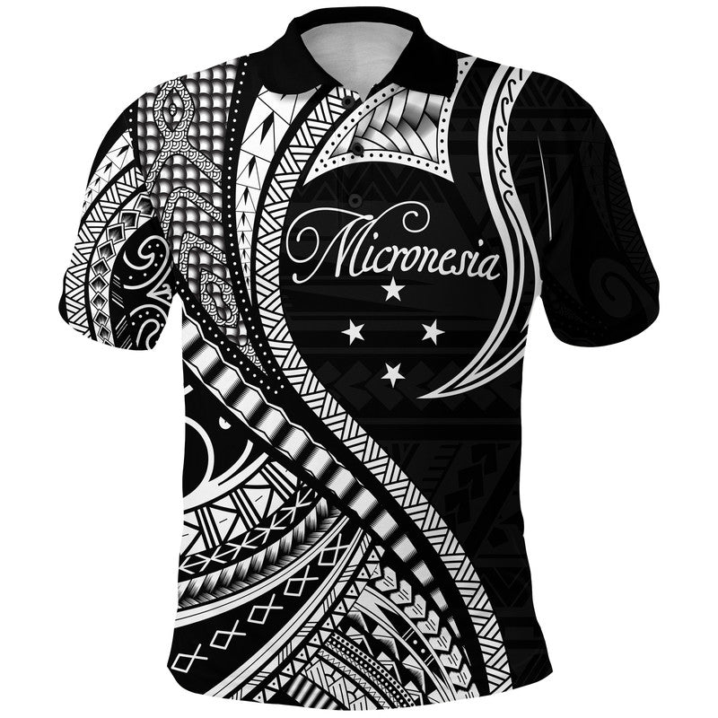 Federated States of MicronesiaPolo Shirt Black Polynesian Wave Style LT9 Adult Black - Polynesian Pride