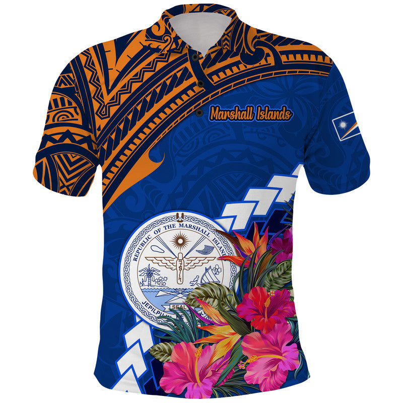 Marshall Islands Coat of Arms Polo Shirt Polynesian Tropical LT9 Blue - Polynesian Pride