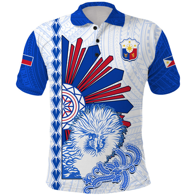 Philippines Barong Polo Shirt Sun of Philippinas With Eagles LT9 White - Polynesian Pride