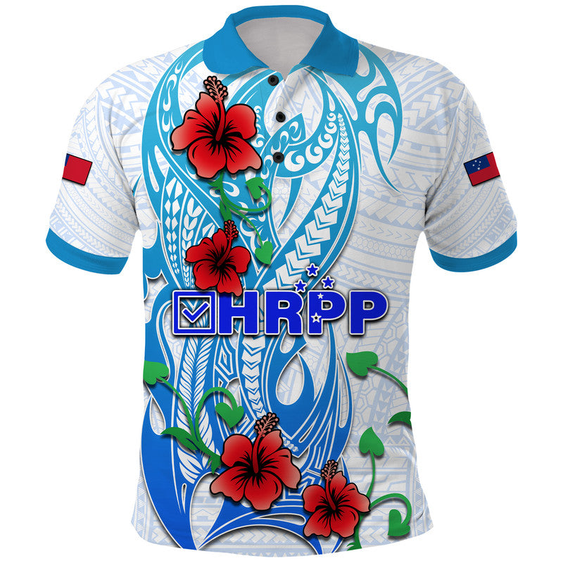 Custom Special Samoa HRPP Party Polo Shirt Tribal Samoan Hibiscus Design LT9 Blue - Polynesian Pride