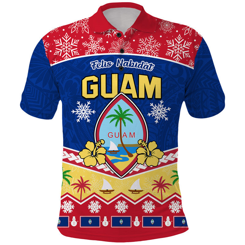 Custom Guam Tribal Polynesian Christmas Vibe Polo Shirt LT9 Blue - Polynesian Pride