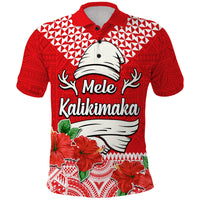 Hawaii Hibiscus Flower Mele Kalikimaka Polo Shirt LT9 Red - Polynesian Pride