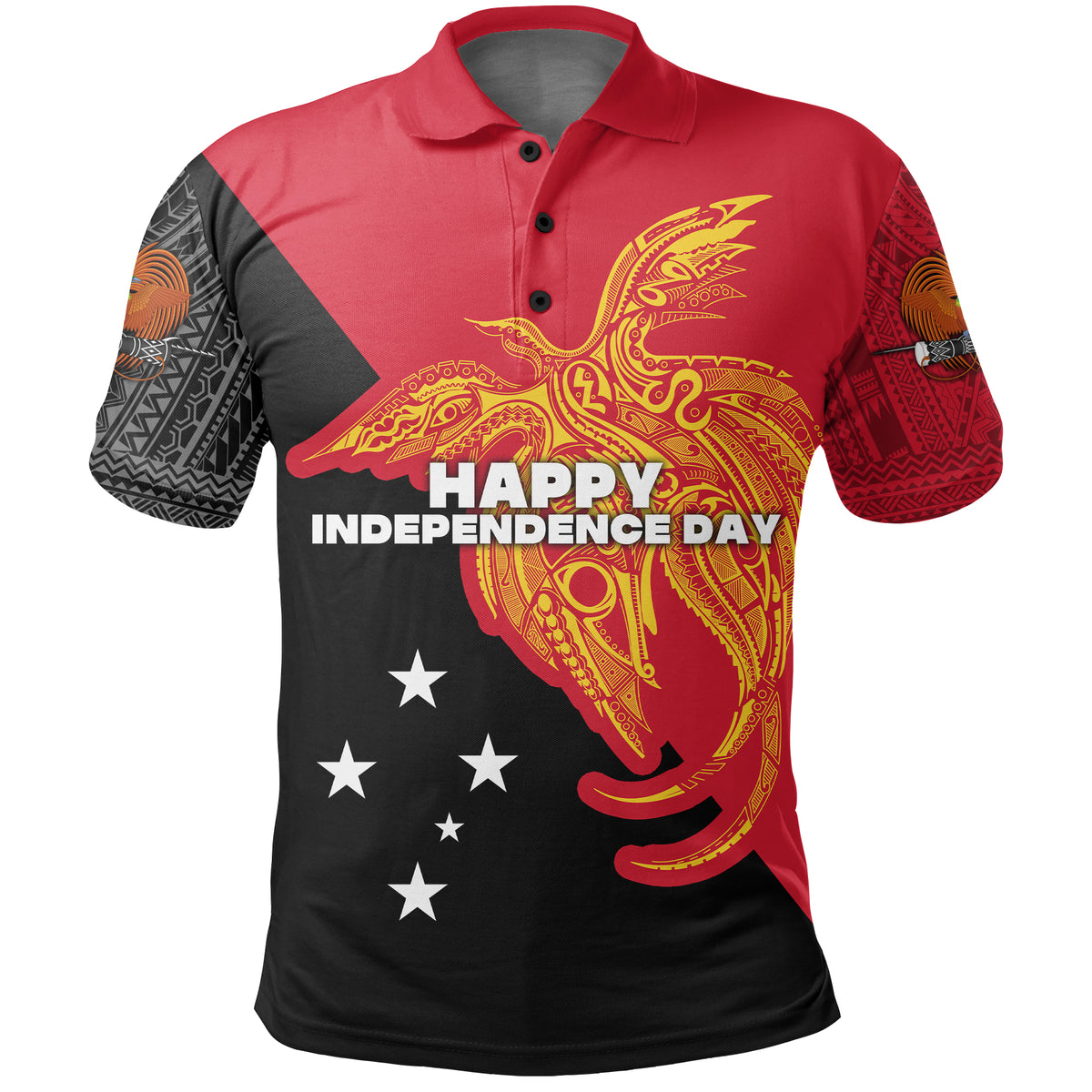 Papua New Guinea Polo Shirt Independence Day Flag Style LT16 Unisex Black - Polynesian Pride