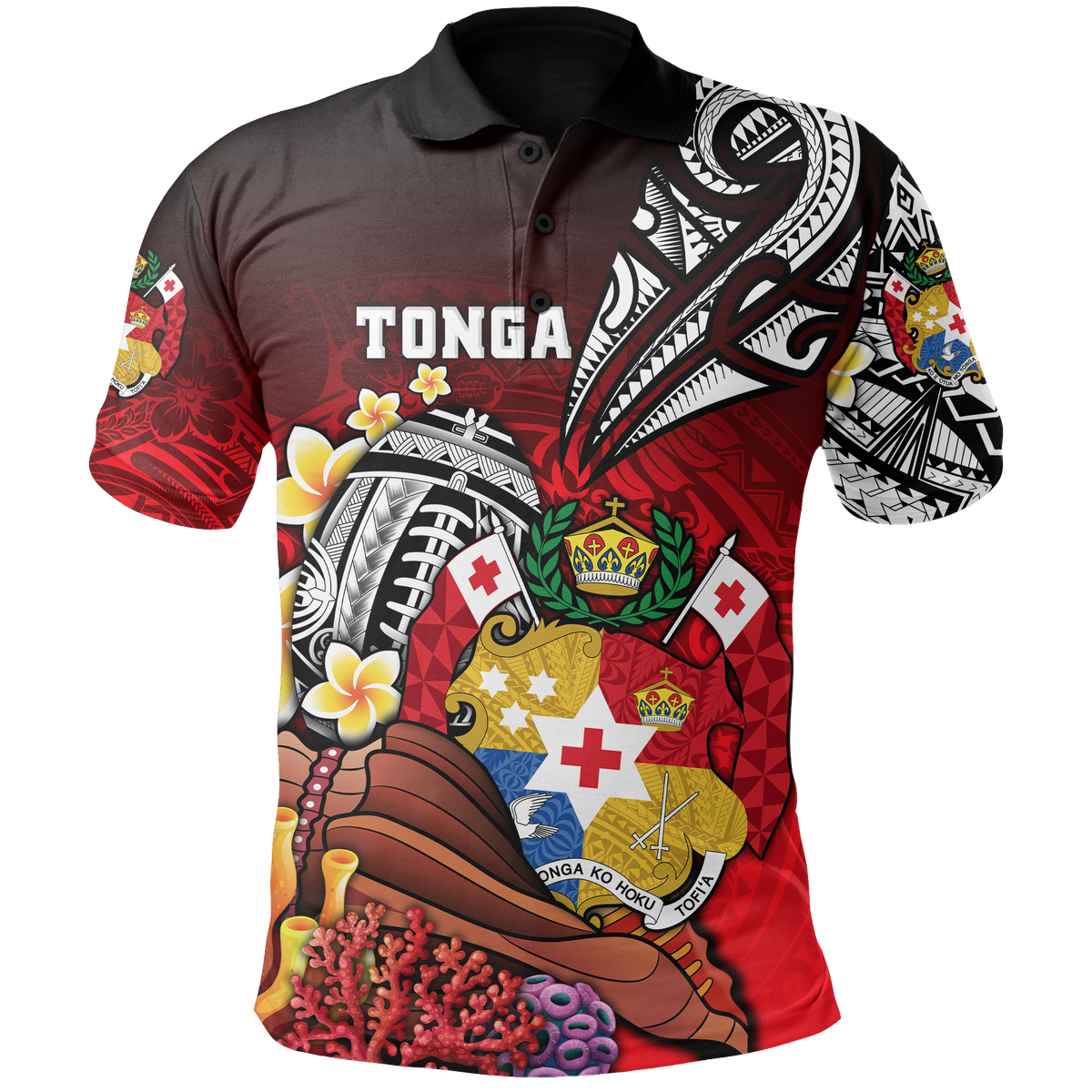 Custom Tonga Rugby Polo Shirt Polynesian Ocean World Style - Polynesian Pride