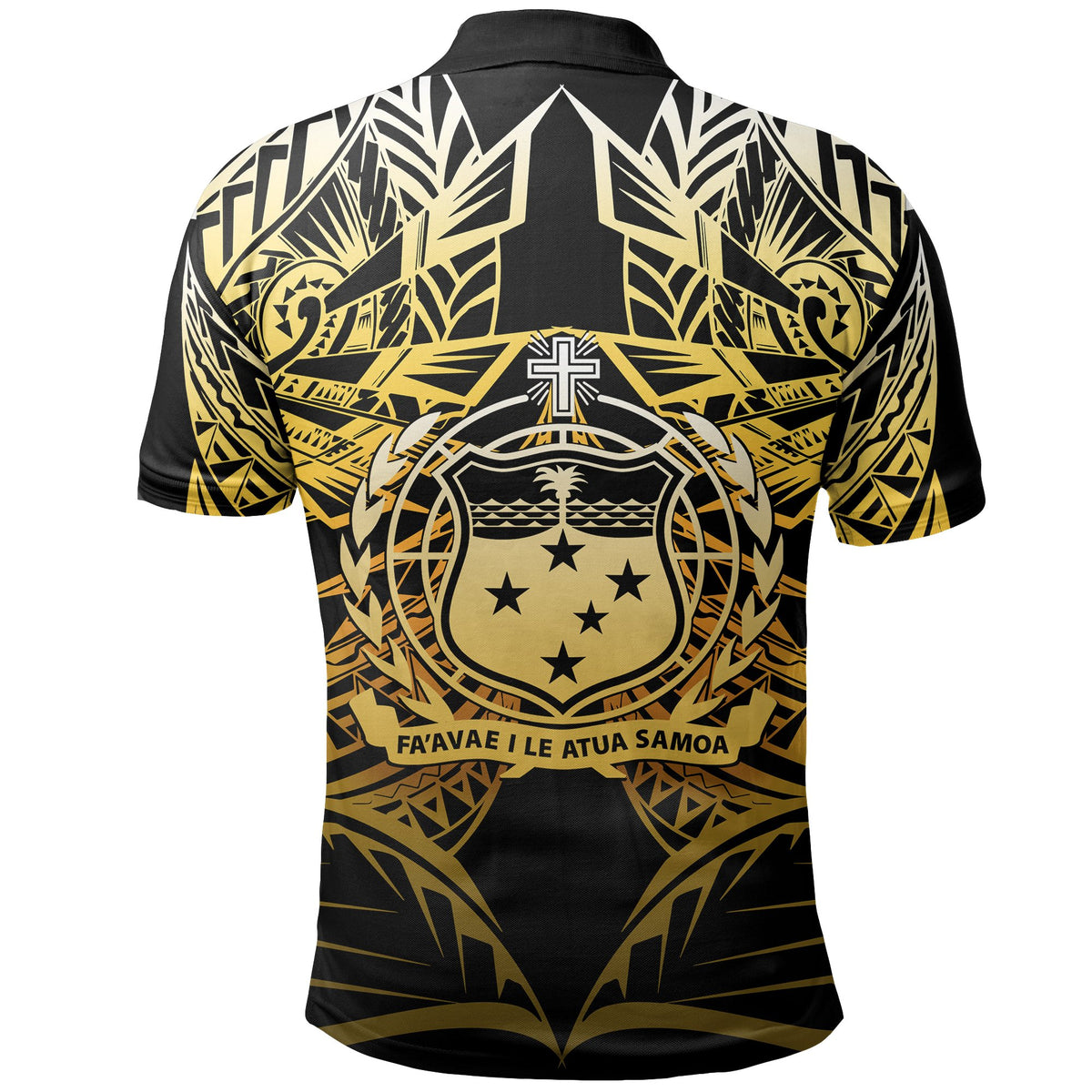 Samoa Polynesian Custom Polo Shirt Eagle Tribal Pattern Yellow - Polynesian Pride