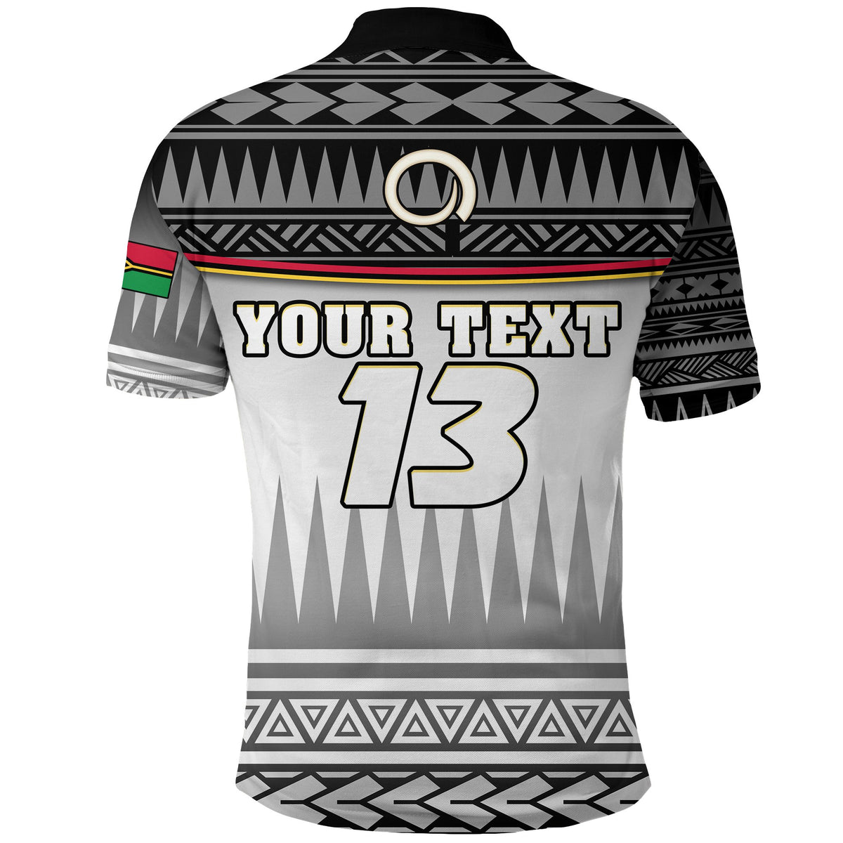 Custom Vanuatu Rugby Polo Shirt Impressive Version Black Custom Text and Number - Polynesian Pride