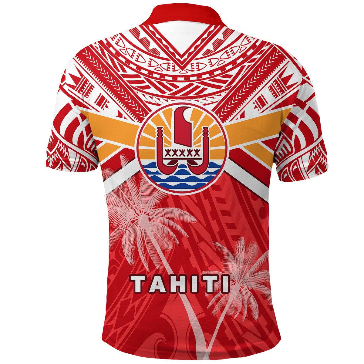 Tahiti Rugby Polo Shirt Polynesian Coat Of Arms and Flag - Polynesian Pride