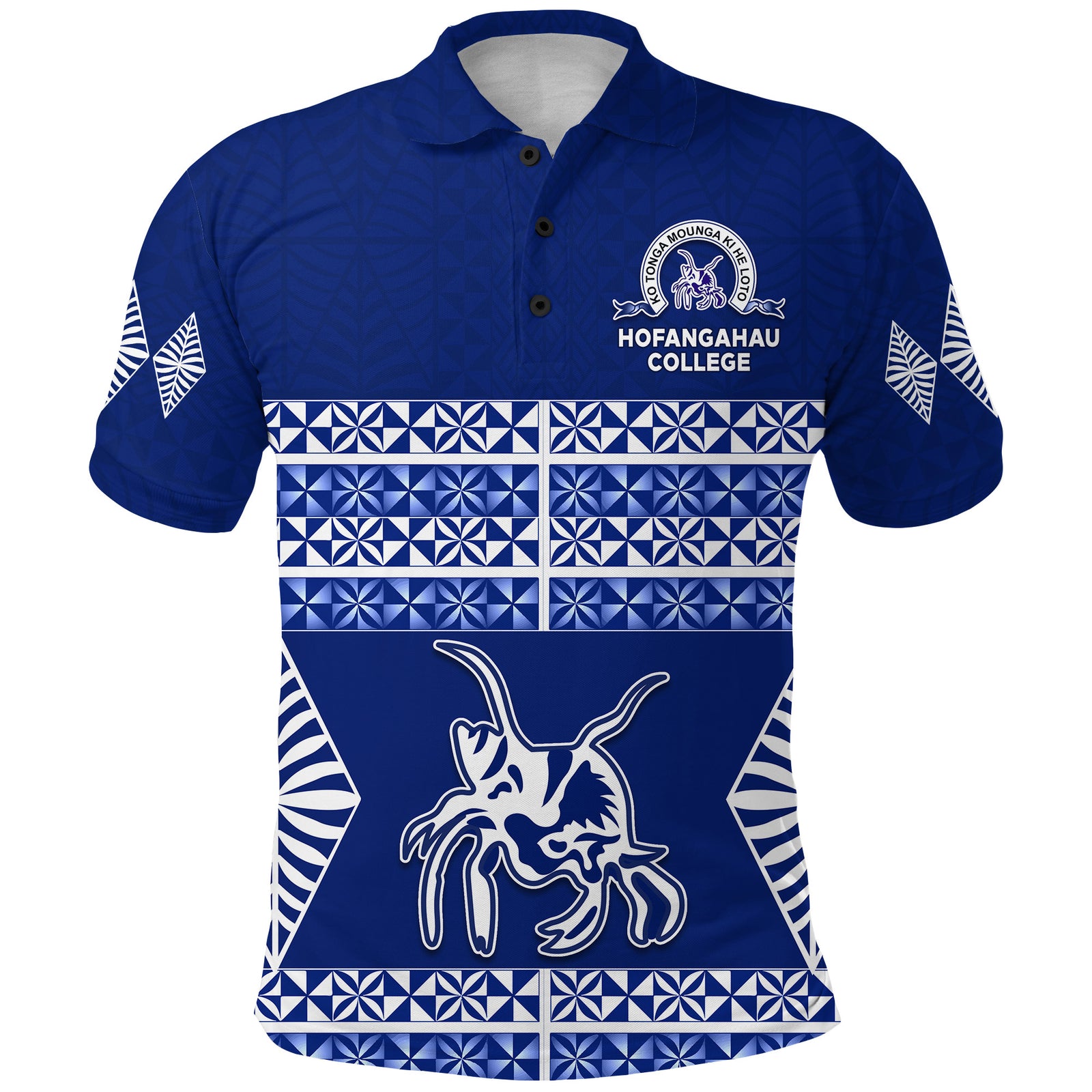 Hofangahau College Polo Shirt Eua Tonga Pattern LT13 Unisex Blue - Polynesian Pride