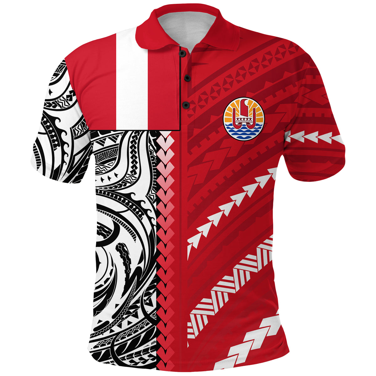 Tahiti Unique Polo Shirt Polynesia Pattern LT13 Unisex Red - Polynesian Pride