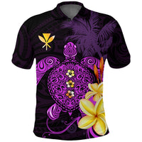 Hawaii Turtle Polo Shirt Hawaiian Flowers Version Purple Elegant LT13 Unisex Purple - Polynesian Pride